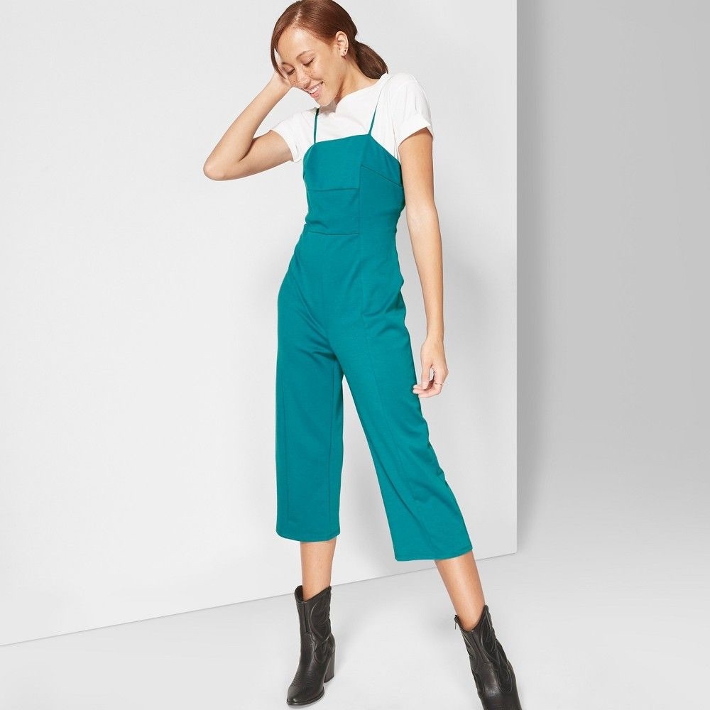 Wild Fable | Teal Stretch Cropped Jumpsuit